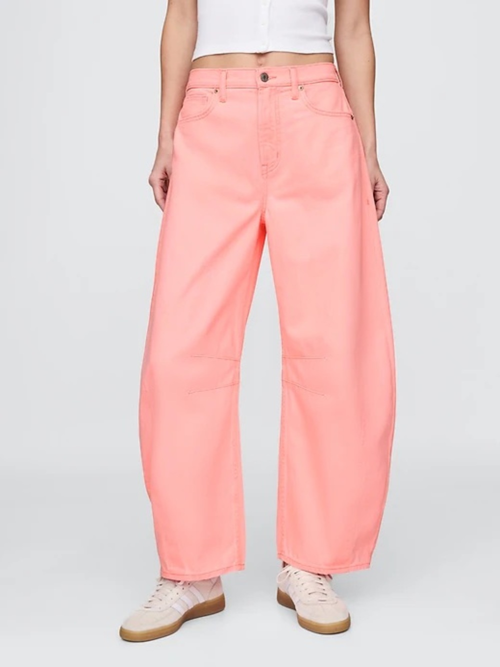 Gap High Rise Horseshoe Barrel Jeans in Coral
